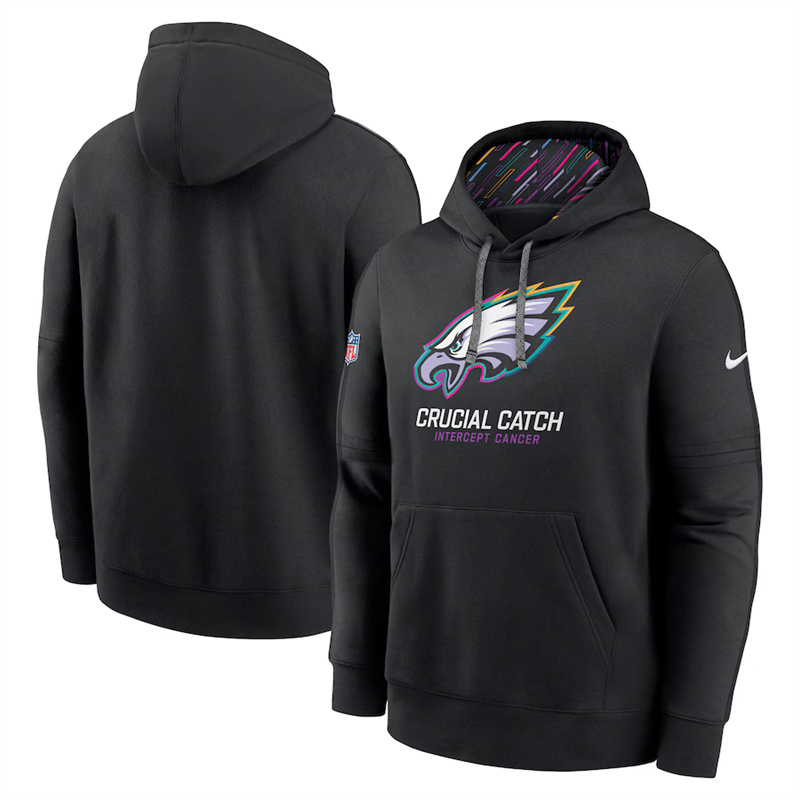 Men's Philadelphia Eagles Black 2024 Crucial Catch Club Pullover Hoodie